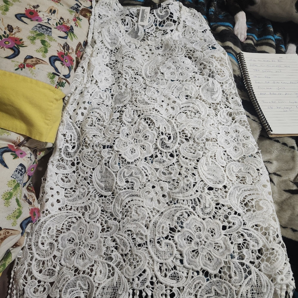 Elegant White Lace Swim Coverup